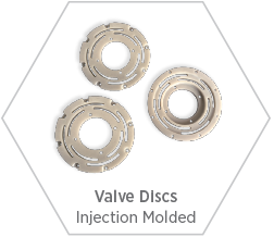 Technical ceramic aluminum nitride valve discs are injection molded by the thousands per day.